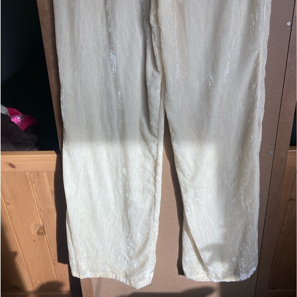 Free People x Brenda Knight Ivory Crushed Velvet Jeweled Jumpsuit - Picture 4 of 5